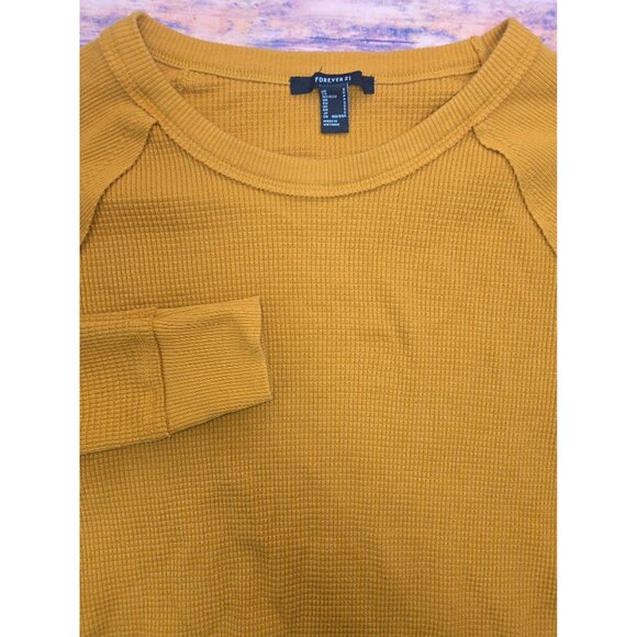 Forever 21 Womens Yellow Waffle Knit Sweater Small - Picture 4 of 6